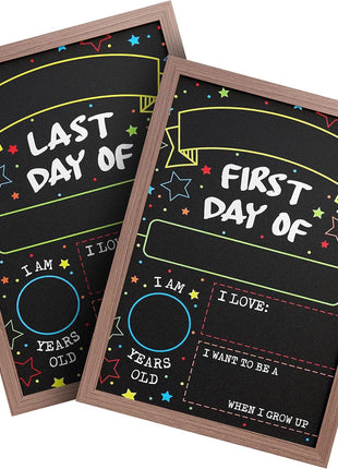 First Day Last Day of School Chalkboard Double Sided Sign with Frame - 14 inch x 10 inch