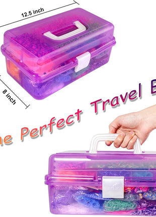 15000+ Rubber Loom Bands, Mega Rubber Bands Bracelet Kit,Loom Bracelet Making Kit with 3 Layer Container,30 Colors,380 Beads,30 Charms,Clips, Hooks Tools for DIY Art Holiday Gift