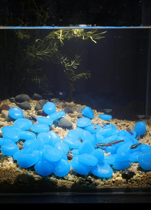 Oubest Fish Tank Rocks Glow in The Dark Pebbles for Garden Aquarium Plant PotsBonsai Walkway Driveway 100pcs Blue