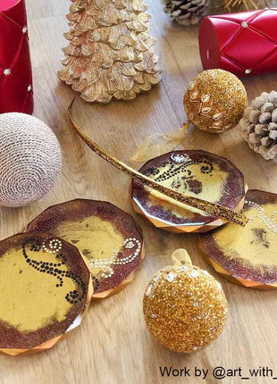 ResinWorld 4 Pack Coaster Molds - Diamond Edge Crystal & Round Geode Silicone Molds for Epoxy Resin Casting