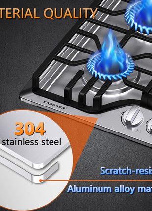 30 inch Gas Cooktop, Bulit-in Gas Stove Top with 5 Burner, NG/LPG Convertible Cooktops, 5 Burner Propane Cooktop with Thermocouple Protection, Stainless Steel