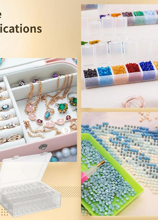 120Pcs Bead Organizer Box, Small Clear Plastic Bead Storage Containers, 4 Craft Storage Boxes with Hinged Lid, 336 Labels, Mini Box for Jewelry Making Bracelets Beading Nails Screws Seeds Small Parts