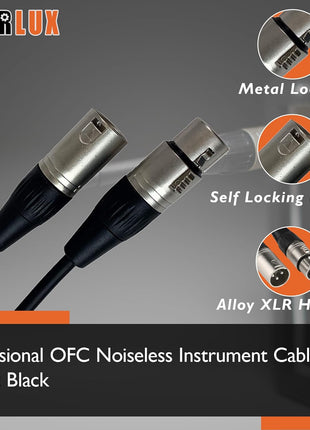Gearlux XLR Microphone Cable, Fully Balanced, Male to Female, 25 Feet - 2 Pack