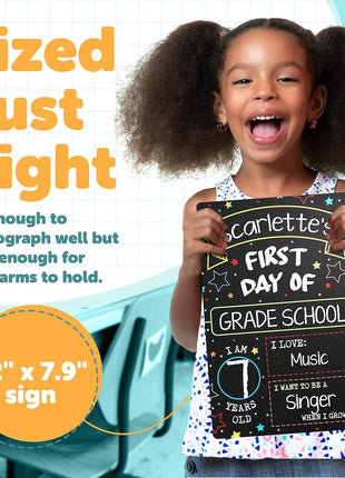 First Day Last Day of School Chalkboard Double Sided Sign - 12 inch x 7.9 inch