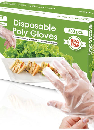 Keppi 600 Pack Disposable Food Prep Gloves – Clear Polyethylene, Latex- BPA & Powder-Free – Bulk Kitchen Gloves for Cooking, Catering, BBQ, Baking, Restaurant Food Handling