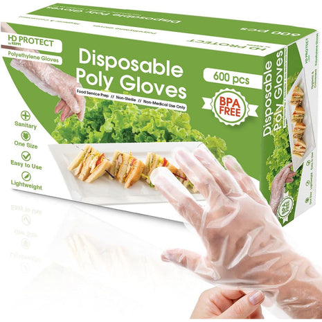 Keppi 600 Pack Disposable Food Prep Gloves – Clear Polyethylene, Latex- BPA & Powder-Free – Bulk Kitchen Gloves for Cooking, Catering, BBQ, Baking, Restaurant Food Handling