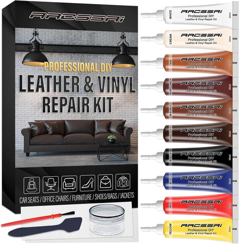 ARCSSAI ARCSSAL Leather & Vinyl Repair Kit, Sofa, Jacket, Car Seats and Purse. Leather Repair Kit. Super Easy Instructions to Match Any Color, Restore Any Material, Bonded, Italian, Pleather, Genuine