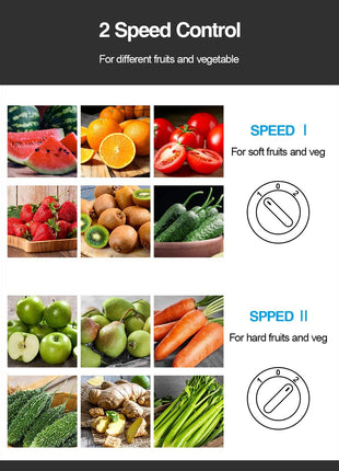 QCen Juicer Machine, 500W Centrifugal Juicer Extractor with Wide Mouth 3??Feed Chute for Fruit Vegetable, Easy to Clean, Stainless Steel, BPA free (Black)