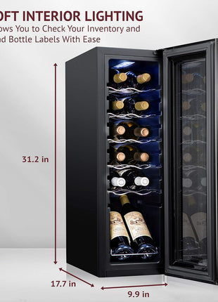 Schmecke 12 Bottle Compressor Wine Cooler Refrigerator w/Lock | Large Freestanding Wine Cellar | 41f-64f Digital Temperature Control Wine Fridge For Red, White, Champagne or Sparkling Wine - Black