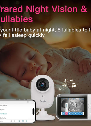 Simyke Smart Video Baby Monitor with Camera and Audio,Dual Mode,WiFi On/Off Switch,2.8inch Display,App,1080p Camera,1500ft Long Range,Night Vision,2-Way Talk,AI Baby Growth Album Function