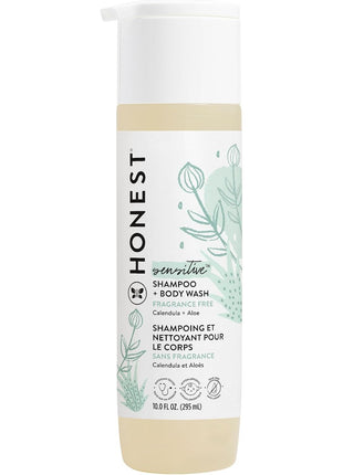 The Honest Company 2-in-1 Baby Shampoo & Body Wash, Fragrance-Free, Tear-Free, Hypoallergenic, Naturally Derived, Sensitive Skin, 10 fl oz
