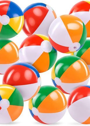 JOYIN 12-Pack 12" Beach Balls - Bulk Classic Beachball Inflatable Swimming Pool Toys for Games Adults Kids Birthday Party Supplies Combo Set, Rainbow Color Blow Up Luau Decorations Favors Gifts (12")