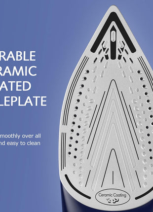 BEAUTURAL Steam Iron for Clothes with Precision Thermostat Dial, Ceramic Coated Soleplate, 3 Way Auto Off, Self Cleaning, Anti Calcium, Anti Drip Blue
