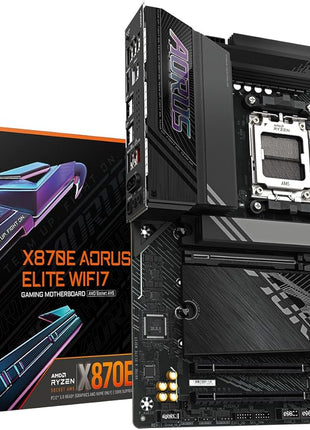 GIGABYTE X870E AORUS Elite WiFi 7 AMD AM5 LGA 1718 Motherboard, ATX, DDR5, 4X M.2, PCIe 5.0, USB4, 2.5GbE LAN, EZ-Latch