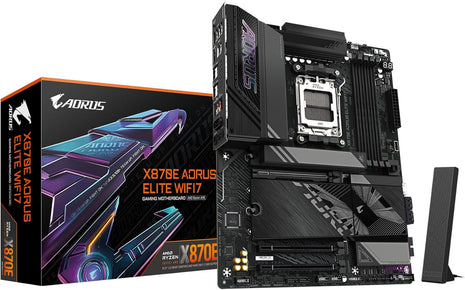 GIGABYTE X870E AORUS Elite WiFi 7 AMD AM5 LGA 1718 Motherboard, ATX, DDR5, 4X M.2, PCIe 5.0, USB4, 2.5GbE LAN, EZ-Latch