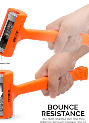 NEIKO 02847A 2 LB Dead Blow Hammer, Neon Orange | Unibody Molded | Checkered Grip | Spark and Rebound Resistant