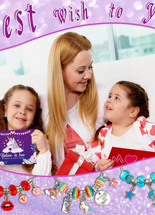 Charm Bracelet/Jewelry Making Kits for Kids Girls,Unicorn Birthday Gifts,Arts Crafts Toys for 5 6 7 8 9 12 Years Old Girls