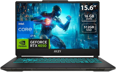 MSI Cyborg 15 15.6 inch 144Hz FHD Gaming Laptop: Intel Core i7-13620H, NVIDIA Geforce RTX 4050, 16GB DDR5, 512GB NVMe SSD, Cooler Boost 5, Win 11 Home: Black A13VE-218US