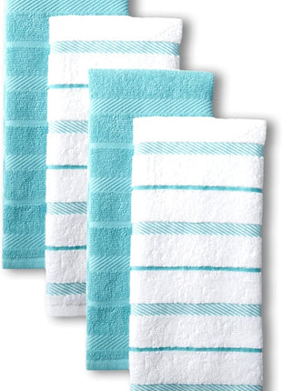 KitchenAid Albany Kitchen Towel 4-Pack Set, Charcoal Grey/White, 16"x26"