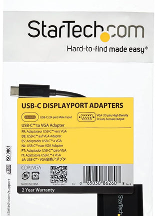 StarTech.com USB-C to VGA Adapter - Thunderbolt 3 Compatible - USB C Adapter - USB Type C to VGA Dongle Converter