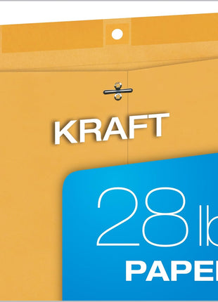 Quality Park 9 x 12 Clasp Envelopes with Deeply Gummed Flaps, Great for Filing, Storing or Mailing Documents, 28 lb Brown Kraft, 100 per Box (QUA37890)