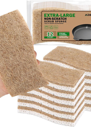 AIDEA Non Scratch Scrub Sponge, 24Count, Sponges for Dishes, Sponges Kitchen, Cleaning Sponge, Cleans Fast Without Scratching, Stands Up to Stuck on Grime, Cleaning Power for Everyday Jobs