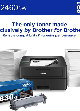 Brother HL-L2460DW Wireless Compact Monochrome Laser Printer with Duplex, Mobile Printing, Black & White Output | Includes Refresh Subscription Trial(1), Works with Alexa | Mobile printing