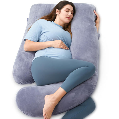 Momcozy Pregnancy Pillow for Sleeping - U Shaped Full Body Maternity Pillow | Removable Cover, Support for Back, Legs, Belly, Hips for Pregnant Women, Side Sleeper, Pregnancy Gifts & Essentials, 57 Inch