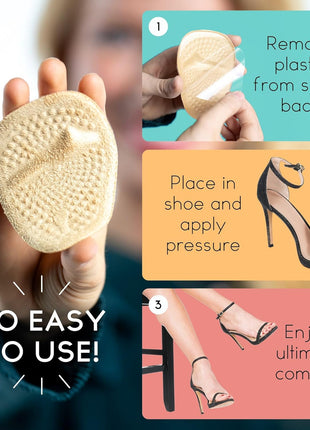 Walkize Metatarsal Pads Women | Heel Inserts for Women | Ball of Foot Cushions (2 Pairs Foot Pads) All Day Pain Relief and Comfort One Size Fits Shoe Inserts