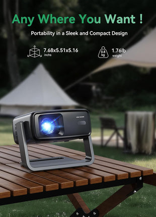 Projector with WiFi and Bluetooth, Support Decoding Projector 4K, 1200 ANSI 180° Rotatable with Native 1080P Mini Projector, Auto Keystone, Portable Smart Outdoor Home Movie Projectors