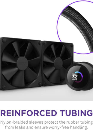 NZXT Kraken 240 - RL-KN-240-B1-240mm AIO CPU Liquid Cooler - Customizable 1.54" Square LCD Display for Images, Performance Metrics and More - High-Performance Pump - 2 x F120P Fans - Black