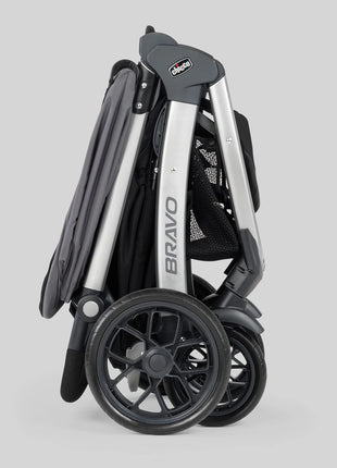 Chicco Bravo Quick-Fold Baby Stroller with One-Hand Compact Fold | Black/Black, removable toddler seat, UPF 50+ canopy, infant car seat compatible, travel stroller, all-wheel suspension