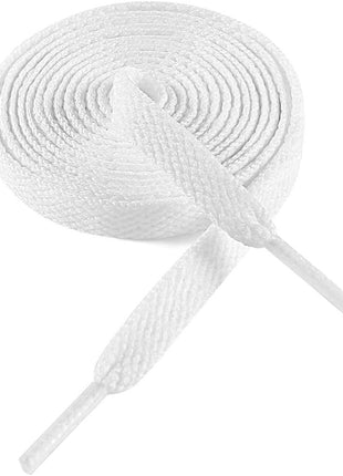 VSUDO 54 inch Flat White Shoe Laces for Sneakers, Shoelaces for Sneakers, Replacements Shoe Strings for Women or Men (1 Pair-White-137CM)