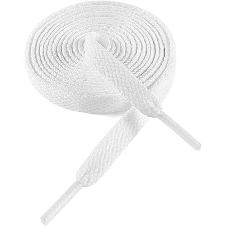 VSUDO 54 inch Flat White Shoe Laces for Sneakers, Shoelaces for Sneakers, Replacements Shoe Strings for Women or Men (1 Pair-White-137CM)