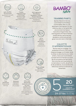 Bambo Nature Premium Eco-friendly Training Pants, Size 5 (27-40 Lbs), 20 Count