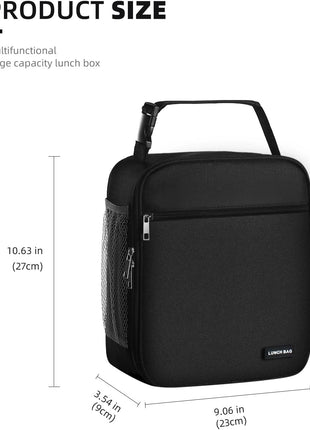 Lovoeo Lunch box Lunch bag for men women Insulated Lunchbox Lunch bags for Work Picnic Travel (Black)