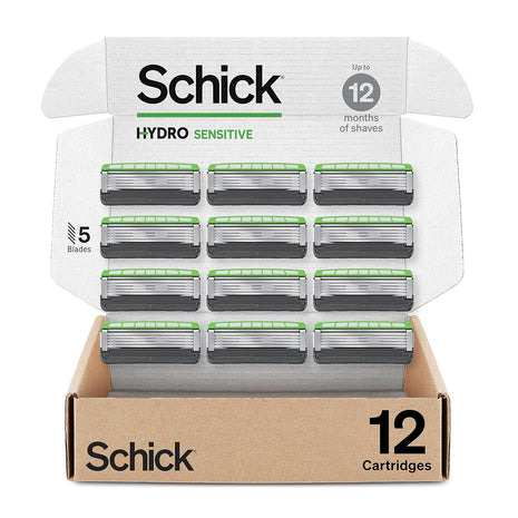 Schick Hydro Sensitive 5-Blade Mens Razor Blades Refills, 12ct