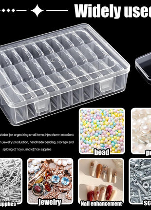 31Pcs Mini Bead Containers,Clear Diamond Art Storage Case, Plastic Craft Supply Case for Organizing,Rectangle Containers for DIY Bead Craft,Jewelry,Small Part