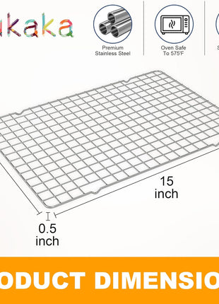 2PCS Cooling Racks for Cooking and Baking - 10" x 15"Heavy Duty Stainless Steel Wire Rack for Baking, Grilling, Roasting - Oven & Dishwasher Safe - Fits Jelly Roll Sheet Pan-Silver