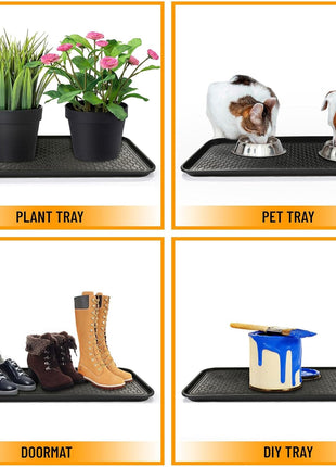 Ottomanson 15 inch x 30 inch Multi-Purpose Boot Tray – Waterproof Shoe & Pet Feeding Spill Tray, Litter Box & Pee Pad Holder, Painting & Planting Mat, 1.2 inch Raised Edge Floor Protection