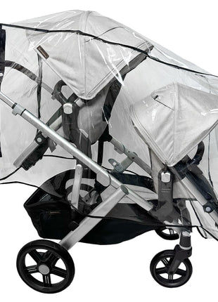 Rain and Wind Cover Made for UPPAbaby Vista V2/V3 Double Stroller System w/Rumble Seat by SASHA'S - Clear, Ventilation Holes, Maximum Coverage (Standard Coverage)