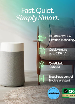BLUEAIR Blue Pure 311i Max Smart Air Purifier for Medium Rooms up to 2,107 Sq Ft HEPASilent Air Cleaner for Pets Allergies Smoke & Dust WiFi Air Purifier with Auto Mode Quiet Air Purifier for Bedroom
