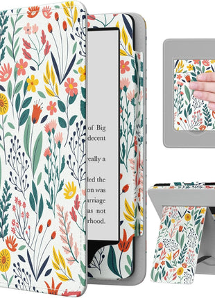 MoKo Case for 7 inch/6.8 inch Kindle Paperwhite(12th/11th Generation-2024/2021) and Kindle Colorsoft Signature Edition, Slim PU Shell Cover Case with Auto-Wake/Sleep for Kindle Paperwhite 2024, Flowers