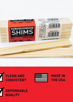 Nelson Wood Shims 8 inch 24 Pack - Kiln Dried Wood