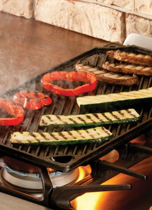 Lodge Reversible Cast Iron Grill/Griddle Pan 16.75 x 9.5 - Pre-Seasoned Dual-Sided Double Burner for BBQ, Eggs, Pancakes, Burgers - PFAS Free Cookware - Flat Top Plate for Oven, Grill, & Campfire