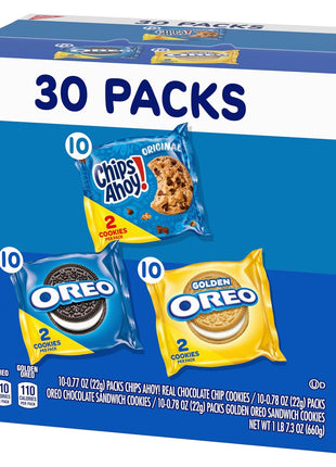 Nabisco Sweet Treats Cookie Variety Pack OREO & CHIPS AHOY!, 30 Snack Packs | 2 Cookies Per Pack, Individually Wrapped