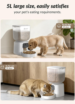 Automatic Cat Feeder with Camera, 5L Timed Cat Food Feeder,2-Way Audio & App Remote Control,Desiccant Bag,Auto Pet Dispenser for Cats and Dogs