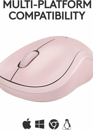 Logitech M240 Silent Bluetooth Mouse, Wireless, Compact, Portable, Smooth Tracking, 18-Month Battery, for Windows, macOS, ChromeOS, Compatible with PC, Mac, Laptop, Tablets - Rose