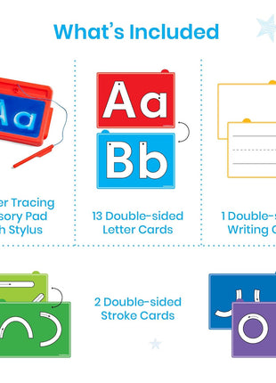hand2mind Letter Tracing Sensory Pad, Reusable Handwriting Practice for Kids 3-5, Learn to Write, Letter Tracing Board, Toddler Writing Practice, Montessori Alphabet Toys, Preschool Learning Toys
