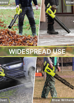 Leaf Blower, 21V Cordless Electric Blower with 2 2.0Ah Batteries and 1 Hour Fast Charger, Lightweight Leaf Blower for Patio Cleaning, Lawn Care, Blowing Fallen Leaves and Dust, etc.